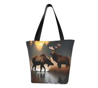 KLJnmbb Borsa a tracolla funzionale con stampa di cervo e orso alce borsa da viaggio da spiaggia borsa alla moda per uso quotidiano vacanza lavoro estate