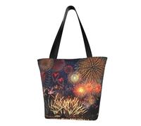KLJnmbb Borsa a tracolla funzionale con stampa fuochi d'artificio da viaggio, spiaggia, borsa alla moda per uso quotidiano, vacanze, lavoro, estate