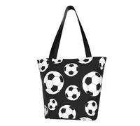 KLJnmbb Borsa a tracolla funzionale con stampa nera da calcio, da viaggio, spiaggia, borsa alla moda, per uso quotidiano, vacanze, lavoro, estate