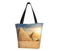 KLJnmbb Borsa a tracolla funzionale con stampa piramide egiziana nel deserto, da viaggio, spiaggia, borsa alla moda per uso quotidiano, vacanze, lavoro, estate