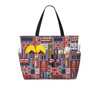 KLJnmbb Borsa da viaggio con stampa di simboli dell'Inghilterra, impermeabile, con tasche multiple, leggera, pieghevole, riutilizzabile