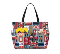 KLJnmbb Borsa da viaggio con stampa di simboli dell'Inghilterra, impermeabile, con tasche multiple, leggera, pieghevole, riutilizzabile