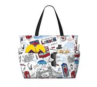 KLJnmbb Borsa da viaggio con stampa Londra, impermeabile, con tasche multiple, leggera, pieghevole, riutilizzabile