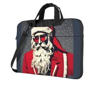 KLJnmbb Borsa pratica con stampa di Babbo Natale carino borsa elegante e protettiva per computer portatile versatile borsa morbida per donne uomini, Nero , 14 inch