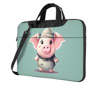 KLJnmbb Borsa pratica con stampa di maiale carino borsa elegante e protettiva per computer portatile versatile borsa morbida per donne uomini, Nero , 13 inch