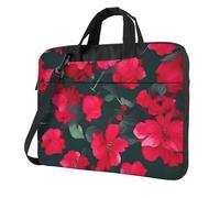 KLJnmbb Borsa pratica con stampa floreale rossa e rosa borsa per computer portatile versatile borsa morbida per donne uomini, Nero , 15.6 inch