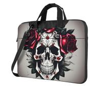 KLJnmbb Borsa pratica con stampa teschio rosa rossa borsa elegante e protettiva per computer portatile versatile borsa morbida per donne uomini, Nero , 13 inch