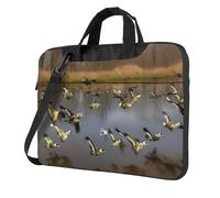 KLJnmbb Caccia Volare Anatre Selvatiche Stampa Pratica Borsa Elegante E Protettiva Borsa Per Computer Portatile Versatile Borsa Morbida Per Donne Uomini, Nero , 15.6 inch