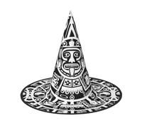 KLJnmbb Calendario Maya Fine del Mondo Stampa Unisex Halloween Cappello da Strega Adulti E Ragazzi Cappello Feste Carnevale Costumi Cappelli