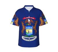 KLJnmbb Camicia hawaiana con stampa bandiera dello stato del Michigan, morbida camicia da uomo a maniche corte con bottoni, per vacanze al mare, Nero , XL