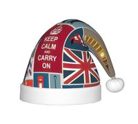 KLJnmbb Cappello da elfo natalizio con stampa di simboli dell'Inghilterra, per bambini e adulti, ideale per feste invernali, Natale, Capodanno