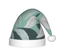 KLJnmbb Cappello di Natale con stampa di foglie grigie menta, per ragazzi e ragazze, accessorio per feste