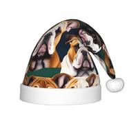 KLJnmbb carino bulldog inglese stampa ragazzi ragazze elfo cappello di Natale vacanze di Babbo Natale cappello festa festa accessori