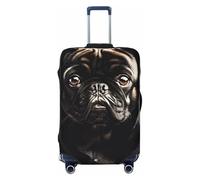 KLJnmbb Carino nero Pug Dog stampa universale valigia copertura bagagli protezione elastica lavabile viaggio bagagli copertura, Nero , M
