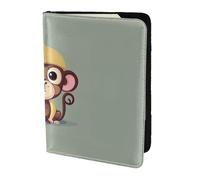 KLJnmbb Carino Scimmia Stampa 14 cm Passaporto Viaggio Documenti Portafoglio Sicuro Compatto Elegante per Uomini e Donne