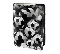 KLJnmbb Cartella portadocumenti da viaggio con stampa a palloni da calcio, 14 cm, colore bianco e nero, compatto, elegante, per uomini e donne
