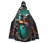 KLJnmbb Cool Drum Set Stampa Adulti Mantello Con Cappuccio Costume Carnevale Cosplay Partito Accessori Forniture Outdoor