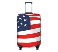 KLJnmbb Copertura elastica per valigie con stampa patriottica con bandiera americana, lavabile, antigraffio, antipolvere, elegante, bianco, S