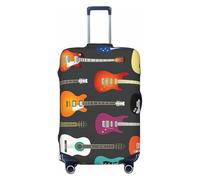 KLJnmbb Copertura universale per valigie con stampa acustica e chitarre, elastica, lavabile, da viaggio, Nero , S