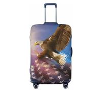 KLJnmbb Copertura universale per valigie con stampa artistica con aquila con bandiera americana, protezione per bagagli, elastica, lavabile, da viaggio, Nero , XL