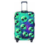 KLJnmbb Copertura universale per valigie con stampa di alieni verdi, elastica, lavabile, da viaggio, Nero , L