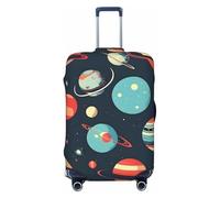 KLJnmbb Copertura universale per valigie con stampa di pianeti dello spazio esterno, protezione elastica lavabile per bagagli da viaggio, Nero , L