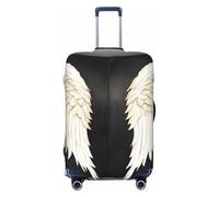 KLJnmbb Copertura universale per valigie con stampa di piume d'angelo, elastica, lavabile, da viaggio, Nero , L
