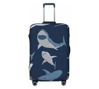 KLJnmbb Copertura universale per valigie con stampa di squalo oceano, elastica, lavabile, da viaggio, Nero , L