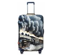 KLJnmbb Copertura universale per valigie con stampa di treno a vapore e nuvole, elastica, lavabile, da viaggio, Nero , L