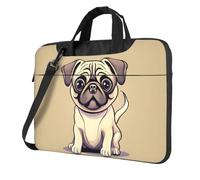 KLJnmbb Divertente borsa pratica con stampa di cuccioli di carlino del fumetto borsa elegante e protettiva per computer portatile versatile borsa morbida per donne uomini, Nero , 14 inch