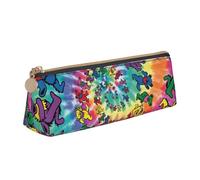 KLJnmbb Elegante astuccio a triangolo con stampa di orso del Ringraziamento che balla, grande capacità, con cerniera, per strumenti di scrittura