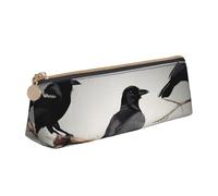 KLJnmbb Elegante astuccio a triangolo con stampa di uccelli corvi neri su un ramo, grande capacità, con cerniera, per strumenti di scrittura