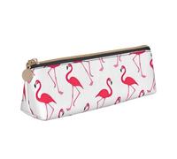 KLJnmbb Elegante astuccio a triangolo di grande capacità con stampa con fenicotteri rosa con cerniera per strumenti di scrittura