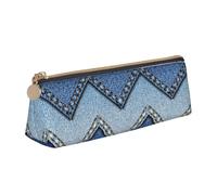 KLJnmbb Elegante astuccio a triangolo di grande capacità con stampa denim blu sfumato con cerniera per strumenti di scrittura