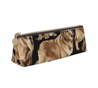 KLJnmbb Elegante astuccio con stampa Golden Retrievers, grande capacità, triangolare, con cerniera, per strumenti di scrittura
