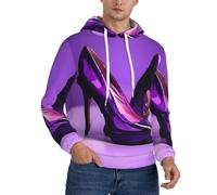 KLJnmbb Elegante Viola Tacchi Alti Con Rossetto Stampa Uomini Pullover Con Cappuccio Morbido Confortevole Per Inverno Autunno Primavera Casual Uso Quotidi, Nero , 3XL