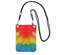 KLJnmbb Fantastica borsa a tracolla per cellulare con stampa di piume di pappagallo, accessorio da viaggio per donne e uomini, Nero , Taglia unica