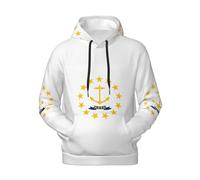 KLJnmbb Felpa con cappuccio da uomo con stampa della bandiera dello stato del Rhode Island per inverno, autunno e primavera, pullover casual morbido e confortevole, Nero , XXL