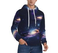 KLJnmbb Felpa con cappuccio da uomo con stampa galassia nell'universo morbido e confortevole per l'inverno, autunno, primavera, abbigliamento casual quotidiano, Nero , M