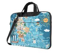 KLJnmbb Grecia Mappa Stampa Pratica Borsa Elegante e Protettiva Borsa Portatile Versatile Borsa Morbida Per Donne Uomini, Nero , 14 inch