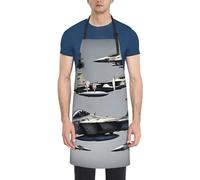 KLJnmbb Grembiule da cucina per adulti con stampa di aerei da combattimento Jets, 71 x 83 cm, con tasche, elegante e funzionale