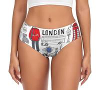 KLJnmbb I Love London - Biancheria intima da donna, senza cuciture, flessibile, elastico, traspirante, morbido, confortevole, per uso quotidiano, Nero , L