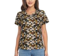 KLJnmbb Imagen De Pug Stampa Casual T Shirt per le Donne Classico Manica Corta Tee Morbido Adatto Lavoro Ufficio, Nero , S