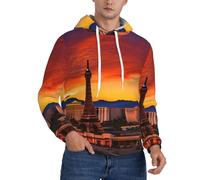 KLJnmbb Las Vegas Tramonto Stampa Uomo Pullover Con Cappuccio Morbido Confortevole Per Inverno Autunno Primavera Casual Abbigliamento Quotidiano, Nero , S