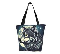 KLJnmbb Lupo notte luna stampa funzionale borsa a tracolla viaggio spiaggia borsa alla moda borsa quotidiana vacanza lavoro uso estivo