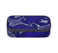 KLJnmbb Manta Ray and Fish - Astuccio da viaggio con stampa di pesce, 21 x 5 x 9 cm, borsa portaoggetti funzionale per forniture per ufficio