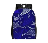 KLJnmbb Manta Ray E Pesce Stampa Uomini Donne Elegante Zaino Impermeabile Per Viaggi Escursionismo Campeggio Leggero Daypack