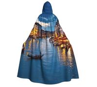 KLJnmbb Mantello con cappuccio con stampa notturna Venezia Cosplay adulto Halloween Natale carnevale feste a tema versatile