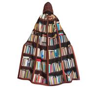 KLJnmbb Mantello con cappuccio per Halloween, stampa libri, con vivace lunghezza intera, costume cosplay unisex per adulti