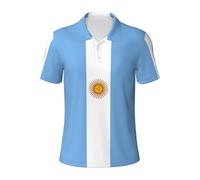 KLJnmbb Polo da uomo traspirante con stampa bandiera argentina alla moda a maniche corte casual gite regali per la festa del papà, Nero , 4XL